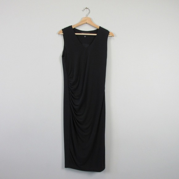 Honeylove Innerpower Sleeveless V Neck Knee Length Dress L Black Ruched Side 640 - Picture 1 of 10